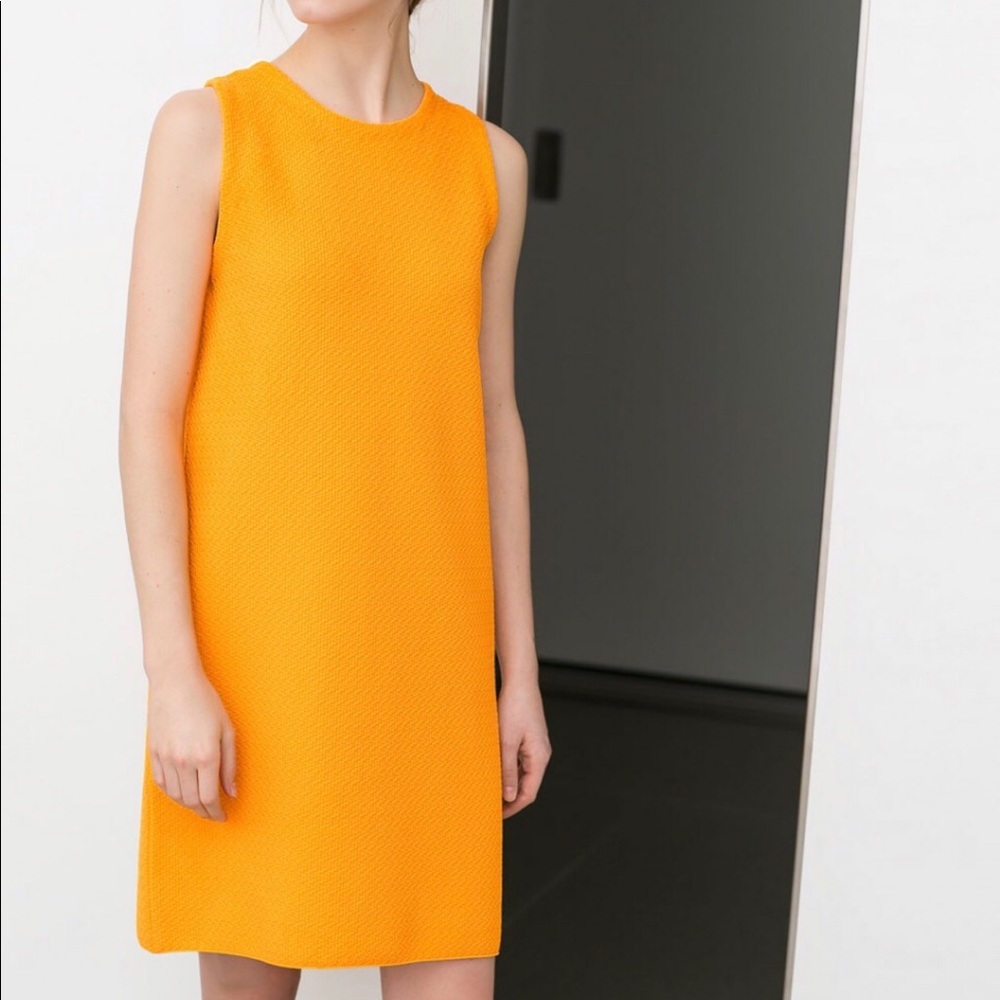 Zara yellow knit fitted sleeveless dress